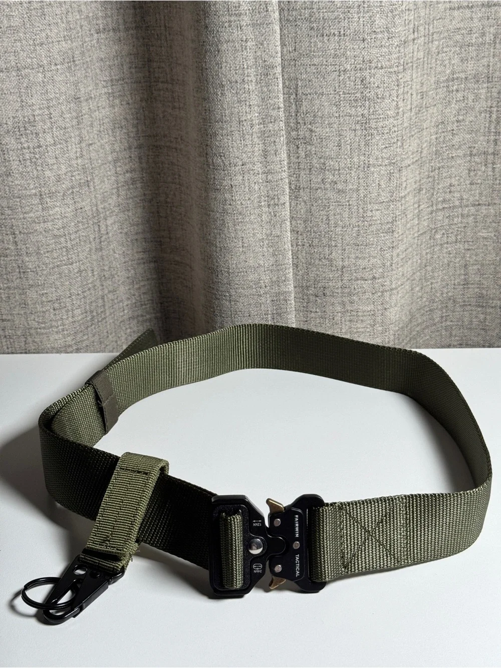 Fairwin Tactical Belt Olive Green Quick Release Buckle with Keychain - Picture 1 of 5